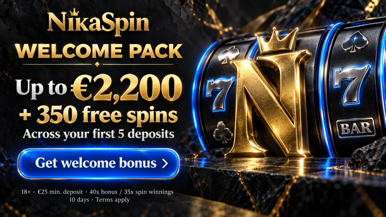 NikaSpin welcome pack: up to €2,200 and 350 free spins across your first five deposits. Get welcome bonus.